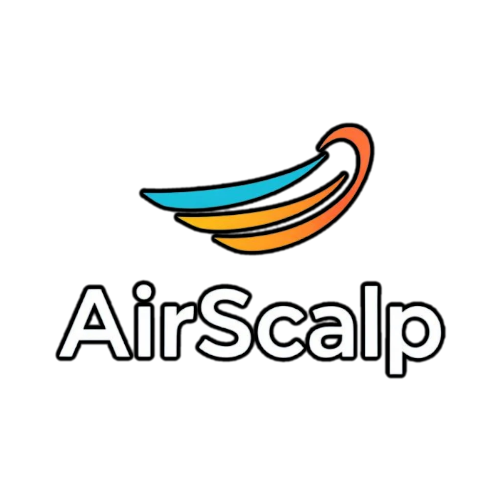 AirScalp logo showing stylized blue and orange wing